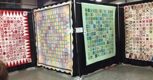 4 of the Dear Jane quilts at the Vermont Quilt Festival