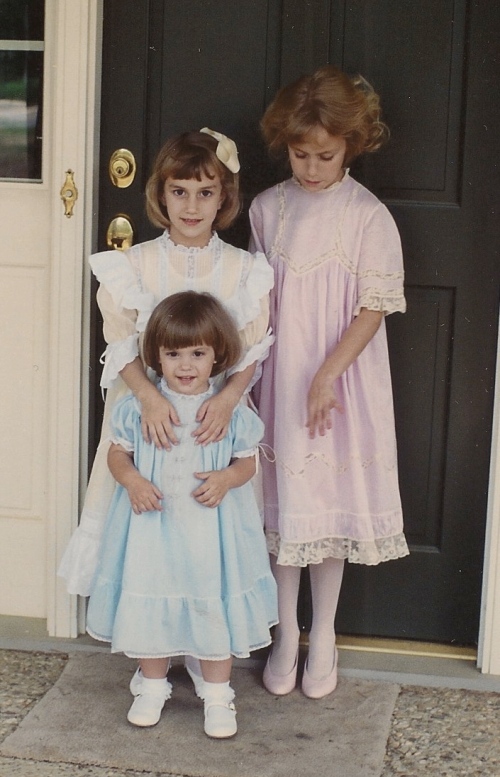 My three daughters wearing Easter dresses I made them.