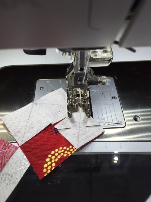 I sewed across all 3 corners without removing from the machine - just pivoted.